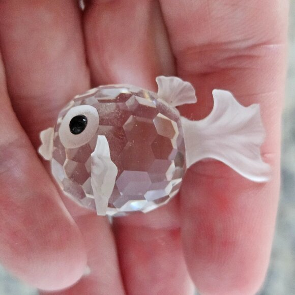 SWAROVSKI CRYSTAL PUFFER BLOWFISH GOLDFISH FIGURINE & MIRROR ORIGINAL BOX - Picture 8 of 15